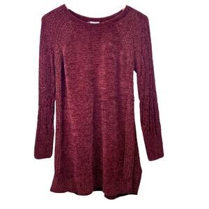 Womens Sweater Dress Sz S Oversized Burgundy Witchy Whimsigoth Cable Knit Cozy